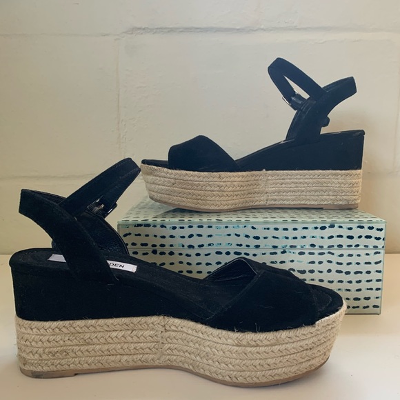 Steve Madden Shoes - Steve Madden Kianna Black Suede Platform Wedge